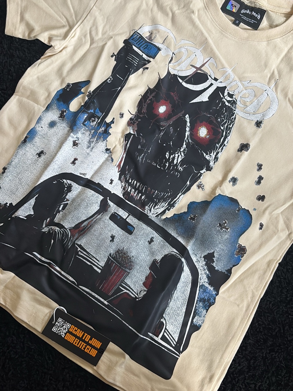 Godspeed Graphic Tee in Cream & Black